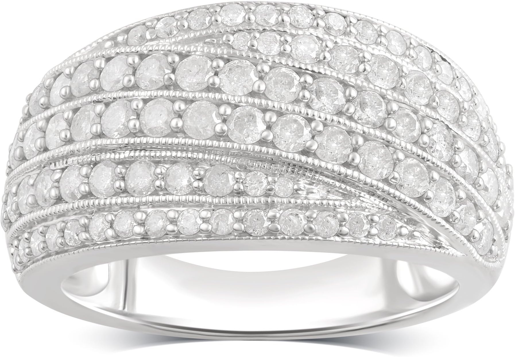 Sterling Silver Diamond Cross Row Ring (1 1/3 cttw, J-K Color, I3 Clarity)