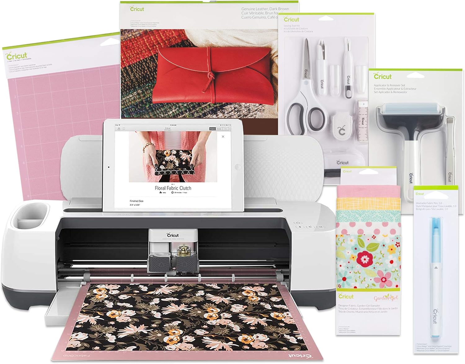 Cricut Maker SEWING BUNDLE Cricut Maker, Sewing Kit, Brayer Set, 2 FabricGrip Mats, Fabric