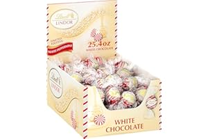 Lindt LINDOR White Chocolate Peppermint Truffles, White Chocolate Candy with Smooth Peppermint Truffle Center, 25.4 oz., 60 Count