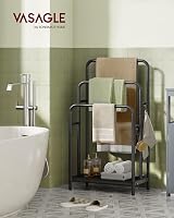 VASAGLE Freestanding Towel Rack 3-Tier 50x30x100 cm with Shelf Ebony Black view 2