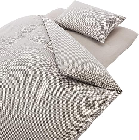 Amazon Co Jp 無印良品 綿洗いざらしふとんカバーセット ライトブラウン チェック 敷ふとん用 シングルサイズセット ホーム キッチン