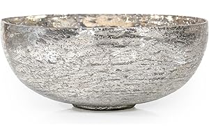 ANDALUCA Mercury Glass Decorative Silver Metallic Finish Bowl