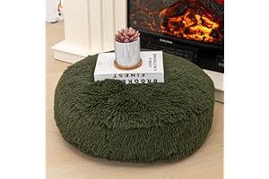 Asuprui Soft Floor Pillow Large Floor Cushion for Sitting Fur Meditation Pillow Premium Yoga Pillow for Living Room Bedroom Balcony Outdoor (Dark Green Floor Pillow with Insert)