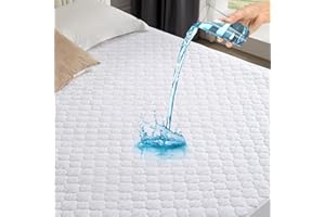 Eiayeebil TwinXL Quilted Fitted Waterproof Mattress Protector, Noiseless Mattress Cover with 6"-18" Deep Pocket, Breathable and Soft Waterproof Mattress Pad Mattress Topper