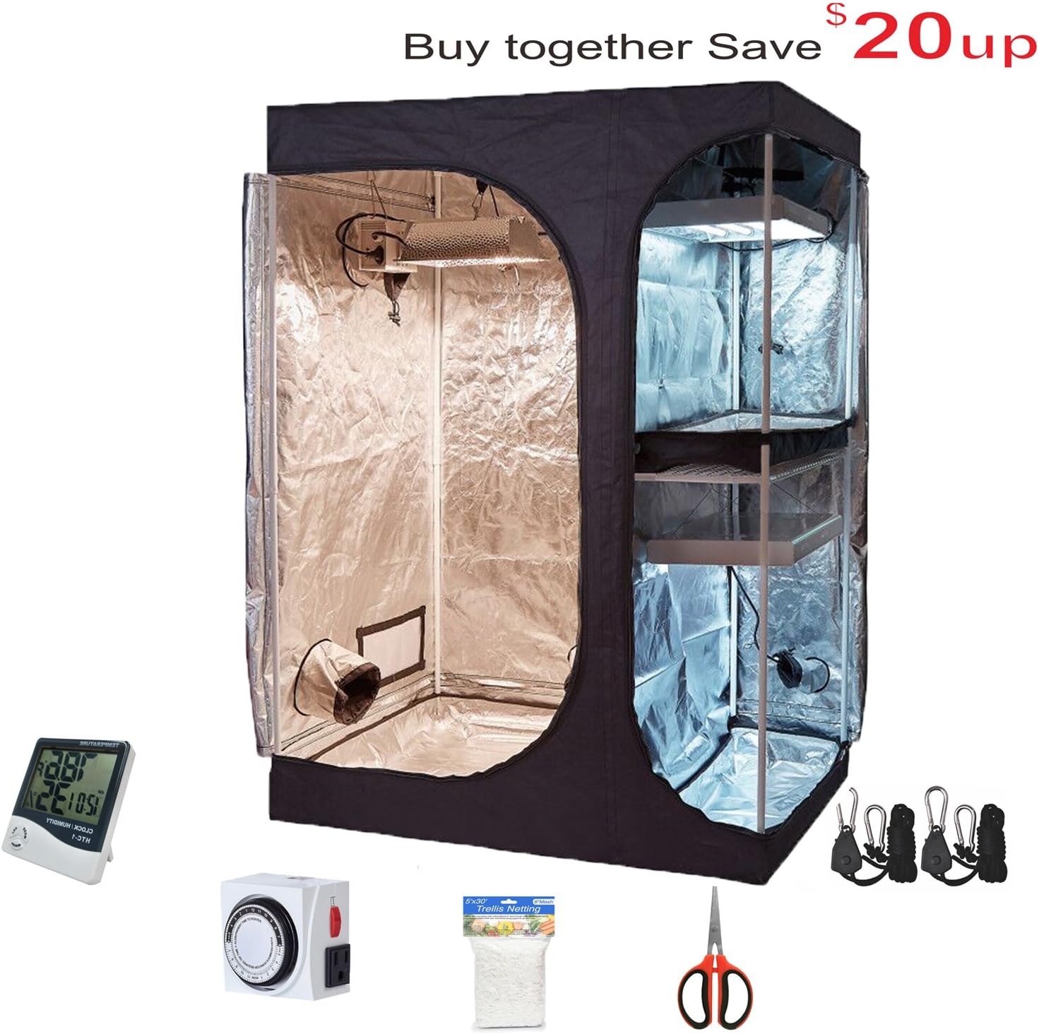 TopoGrow Grow Tent Kit 60"X48"X80" Indoor Plants Growing