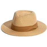 FURTALK Womens Mens Wide Brim Straw Panama Hat Fedora Summer Beach Sun Hats UPF Straw Hat for Women