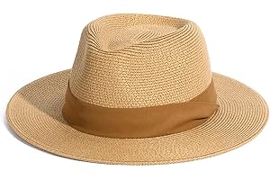 FURTALK Womens Mens Wide Brim Straw Panama Hat Fedora Summer Beach Sun Hats UPF Straw Hat for Women