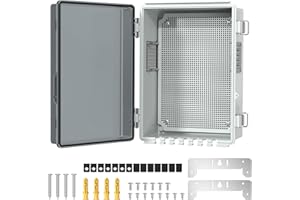 Joinfworld Vented Outdoor Enclosure Box, WiFi Enclosure Waterproof Electrical Box 11.8x6.7x5.6 Plastic Clear with Mounting Pa