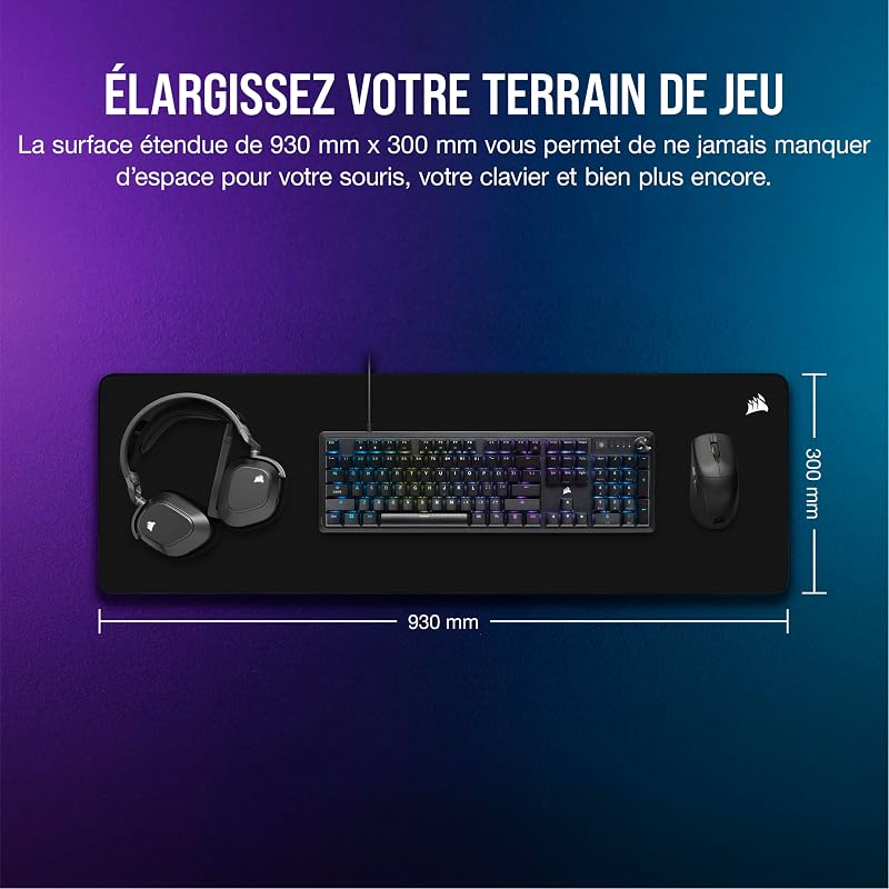 MM500 v2 Tissu Hybride Tapis de Souris Étendu pour Le Jeu – Noir