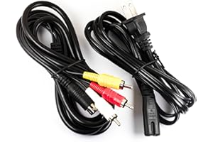 jujinglobal RCA AV Cable (5.9FT) and Power Cord (4.9FT) for with Sega Saturn Game Console TV