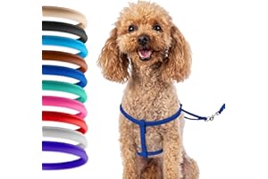 CollarDirect Rolled Leather Dog Harness Small Puppy Step-in Leash Set for Walking Pink Red White Blue Green Black Purple Beige Brown Yellow (Dark Blue, XS)
