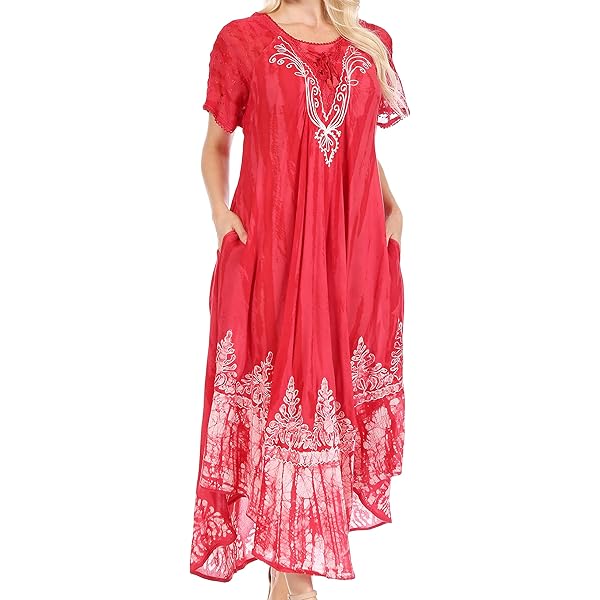 Sakkas Batik Flower Caftan Tank Dress Cover Up | Seychelles