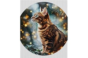 Cute Bengal Cat DIY Stamped Cross Stitch Ornament Kit 12×16 inches For Adults Beginners Holiday Home Decor