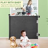 MYPIN Extra Wide Retractable Dog and Baby Gate 140 x 86 cm Black view 2