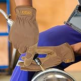 HANDLANDY Leather Work Gloves Cowhide Dexterity Breathable Back L Brown (L) view 6