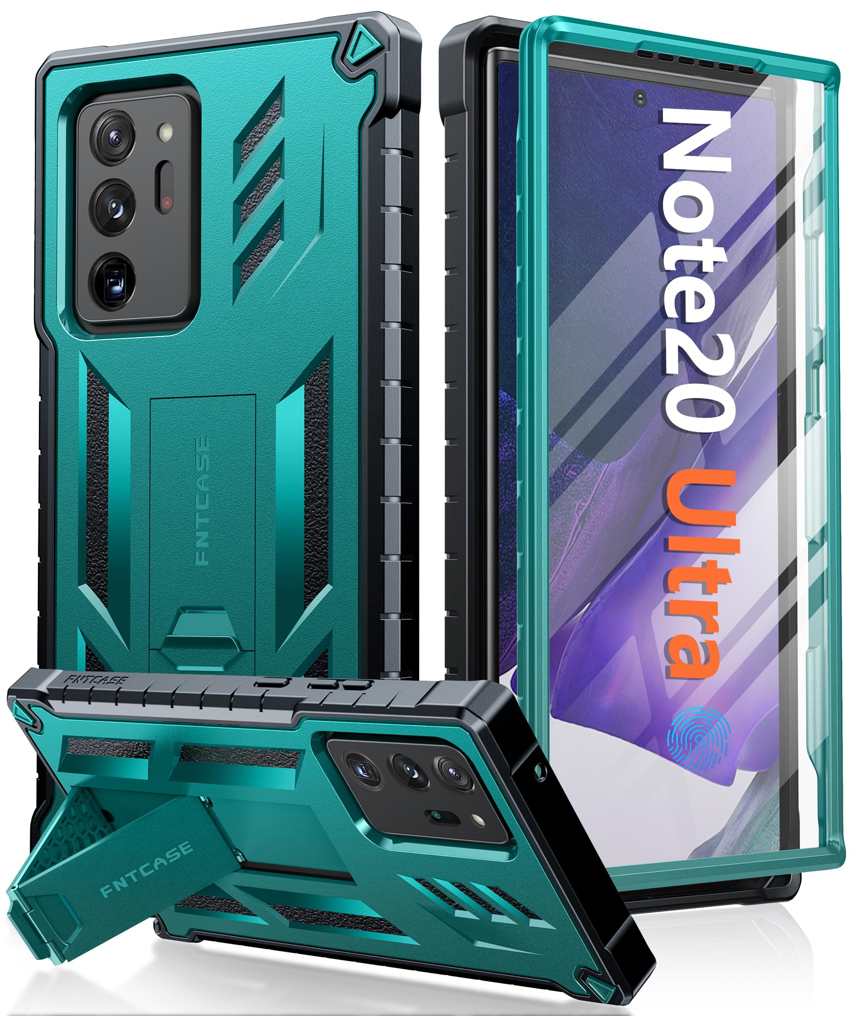 FNTCASE for Samsung Galaxy Note 20 Ultra Case: [Built-in Screen Protector & Kickstand] [Military Grade Drop Protection] Heavy Duty Protective Shockproof Rugged TPU Note-20-Ultra 5G Phone Cover - Green