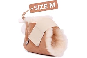 KENLEY Heel Protectors for Pressure Sores Medium Size - 100% Medical Sheepskin - Heel Protectors for Bed Sores - Soft Lambs Wool Foot Pillows - Cushion Pads for Ulcer Sore Prevention - 1 Sheep Skin Protector