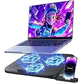 Laptop Cooling Pad with 3 Quiet Fans, 5-Level Height Adjustable Ergonomic Stand, 2 USB Ports & Phone Holder, Fits 12-17 Inch 