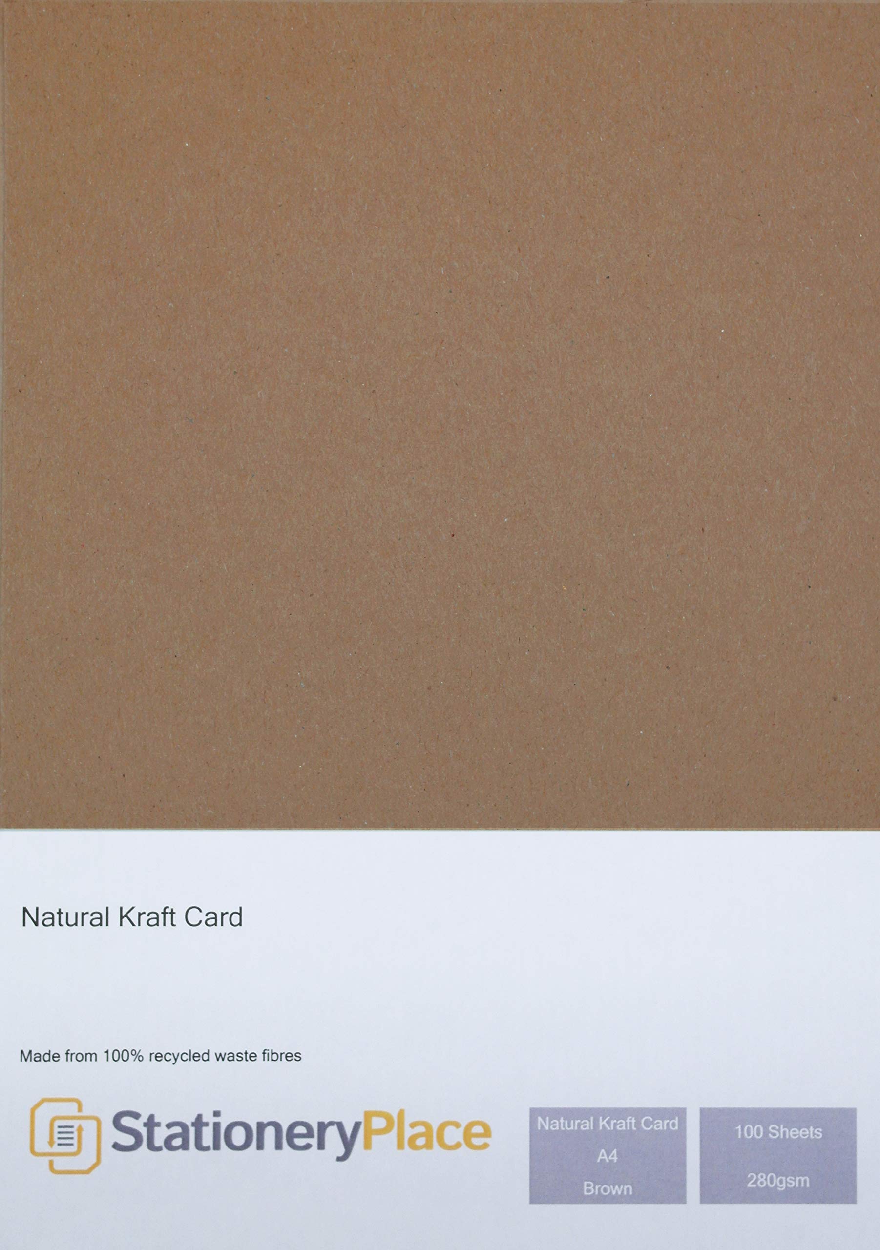 Stationery Place Brown Recycled Natural Kraft Card A4 280gsm 100 Sheet Pack