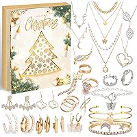 Jewelry Advent Calendar 2025 for Women, Christmas Countdown - 24 Days Holiday Surprises Gifts, Fashion Bracelet Necklace Ring