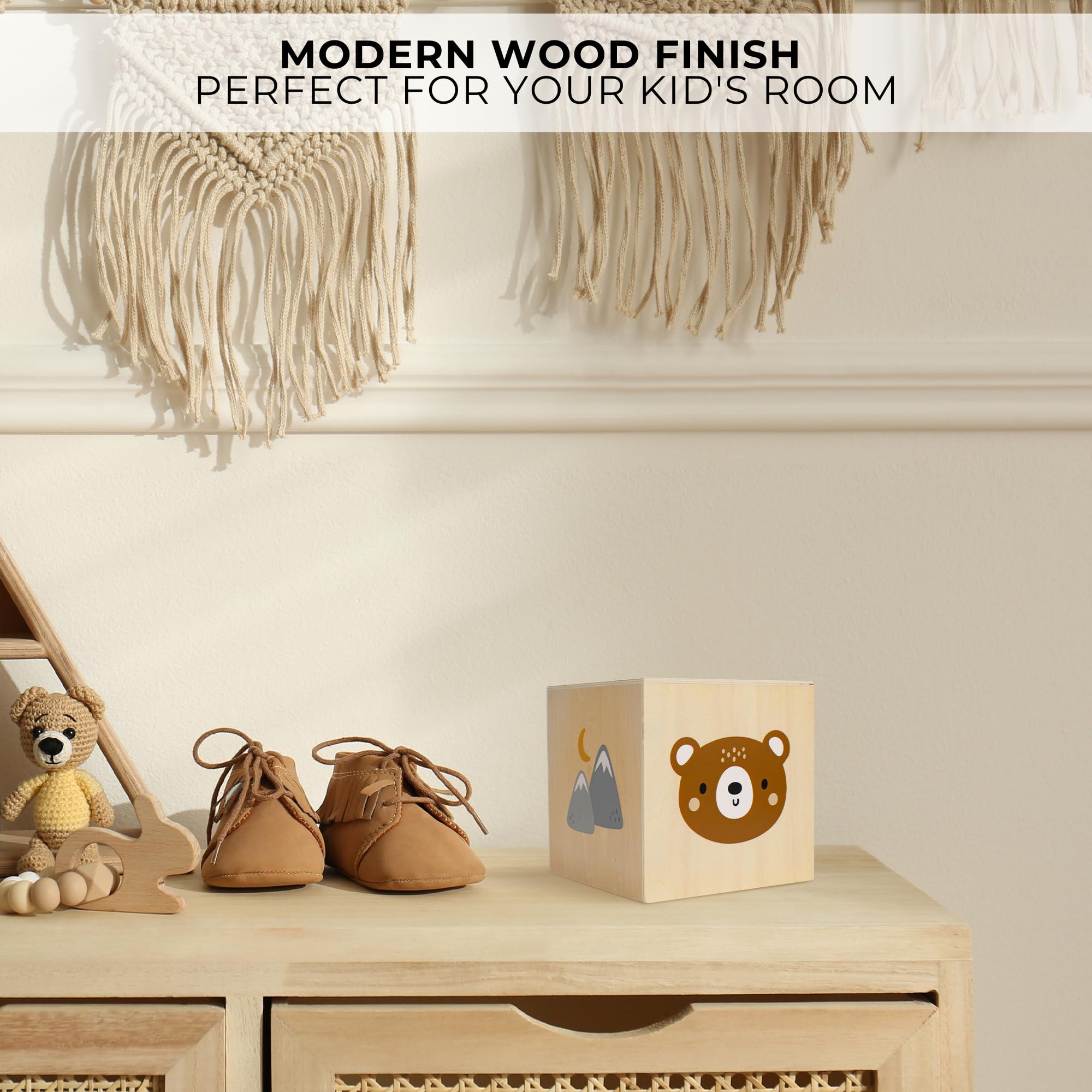 Wooden Piggy Bank for Kids - Beautifully Crafted Coin Bank Encourages to Start Saving Money Early - A Great Gift for Girls and Boys That Brightens Up Every Kids Bedroom