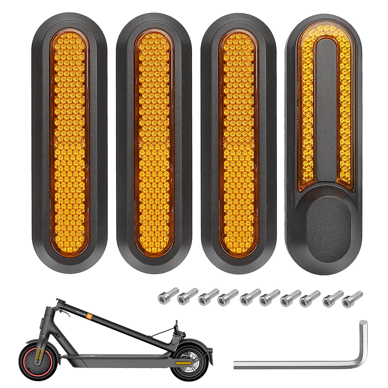 XPOOP 4-Piece Reflective Strips Scooter Side Covers with Reflector - Yellow