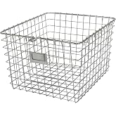 Spectrum Diversified 47970 Wire, Vintage Locker Basket Style, Rustic Farmhouse Chic, Steel Storage for Closets, Pantry, Kitchen, Garage, Bathroom &amp; More, Medium, Pack of 1, Chrome