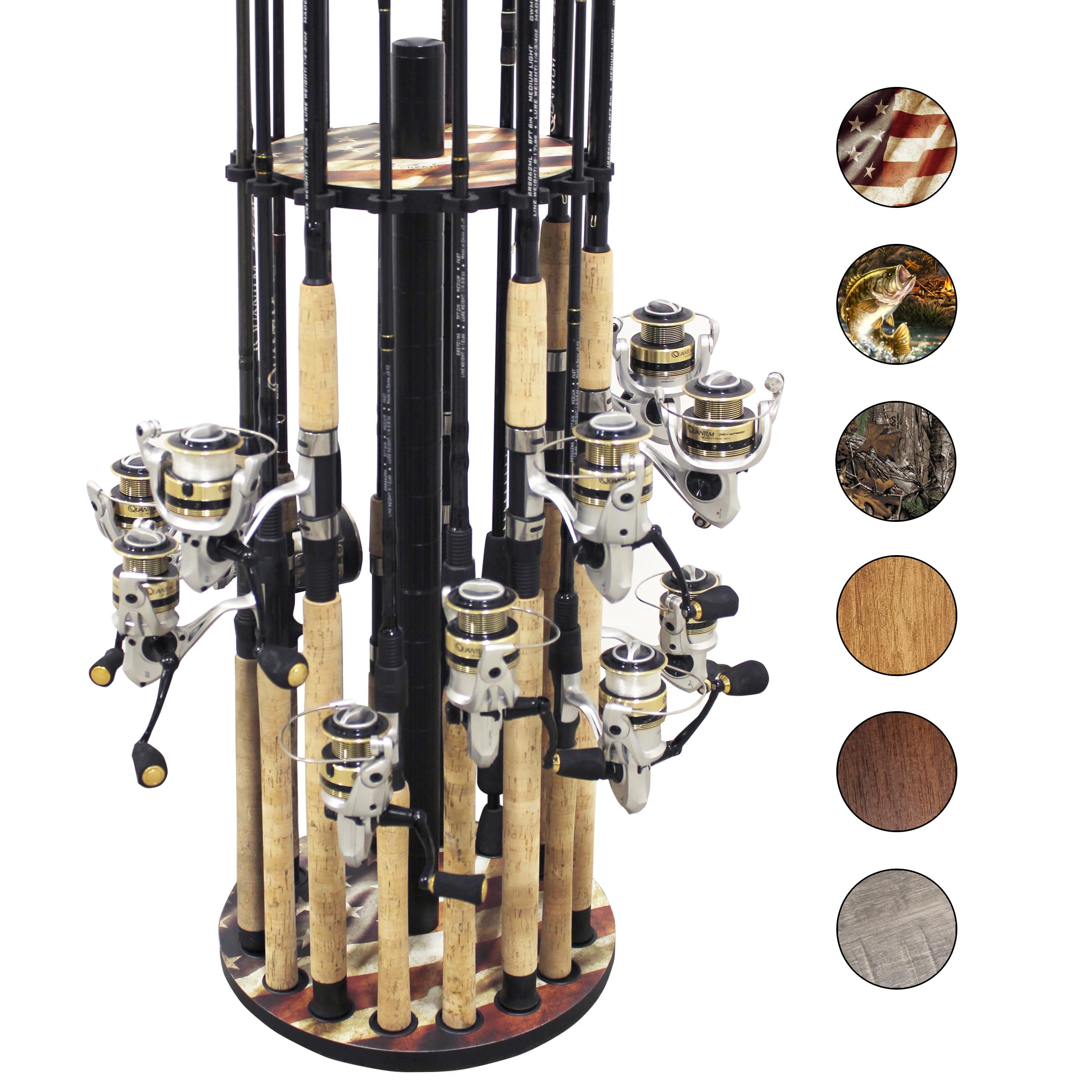 Rush Creek Creations Round 16 Fishing Rod Rack - Fishing Pole Holder and Storage, Americana — image 1