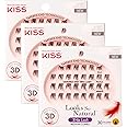 KISS Looks So Natural Trio Lash Medium Combo Pack, False Eyelashes with Tapered End Technology, 3D Lengths & Angles, Easy Grip Tray with Built-In Glue Pocket, 30 Trio Lashes in Short & Medium Lengths