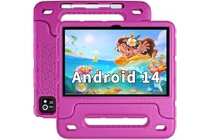 EDDBNi Kids Tablet Android 14 Tablet 10 inch Kids Tablets with Case Quad Core 64GB Dual Camera Parental Controls 2.4G WiFi Ed