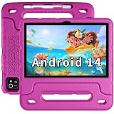 EDDBNi Kids Tablet Android 14 Tablet 10 inch Kids Tablets with Case Quad Core 64GB Dual Camera Parental Controls 2.4G WiFi Educational Tablets (Pink)