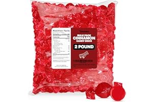 Cinnamon Hard Candy Discs 2 lbs Bulk Pack Christmas Candies - Approx. 150 Individually Wrapped Spicy Cinnamon Flavored Hard Candies for Parties, Offices & Treats - Taboom