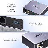 UGREEN Ethernet Splitter 1 to 2 1000Mbps USB-C Power Cable LAN RJ45 view 6