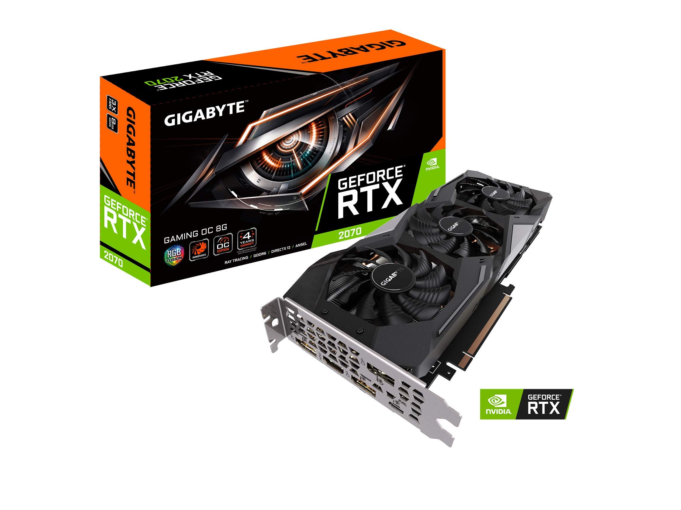 Gigabyte GeForce RTX 2070 Gaming OC 8G Graphics Card, 3X Windforce Fans, 8GB 256-Bit GDDR6, GV-N2070GAMING OC-8GC Video Card (Renewed)