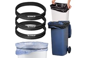 Mission Gallery Trash Can Rubber Bands Set of 3 - Elastic Garbage Can Bands with Metal Connector, Fits 13 to 33 Gallon Trash Bags - Gripper Trash Can Bands for Waste Baskets