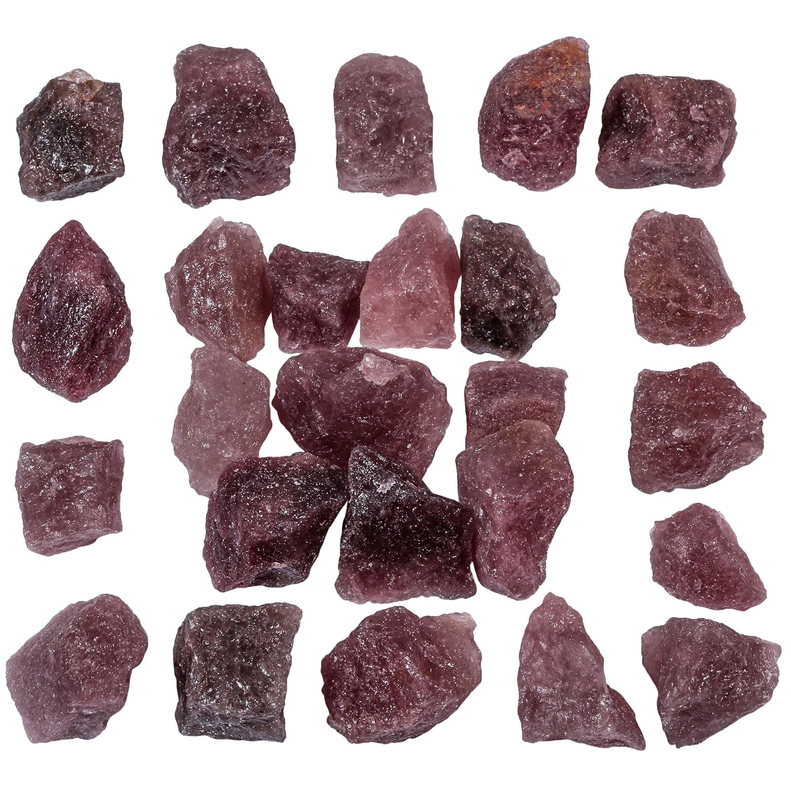 KYEYGWO Natural Crystal Tumbled Chip Stones Irregular Quartz Gravel Mineral Crushed Stones for Jewelry Making Home Decoration, Strawberry Quartz