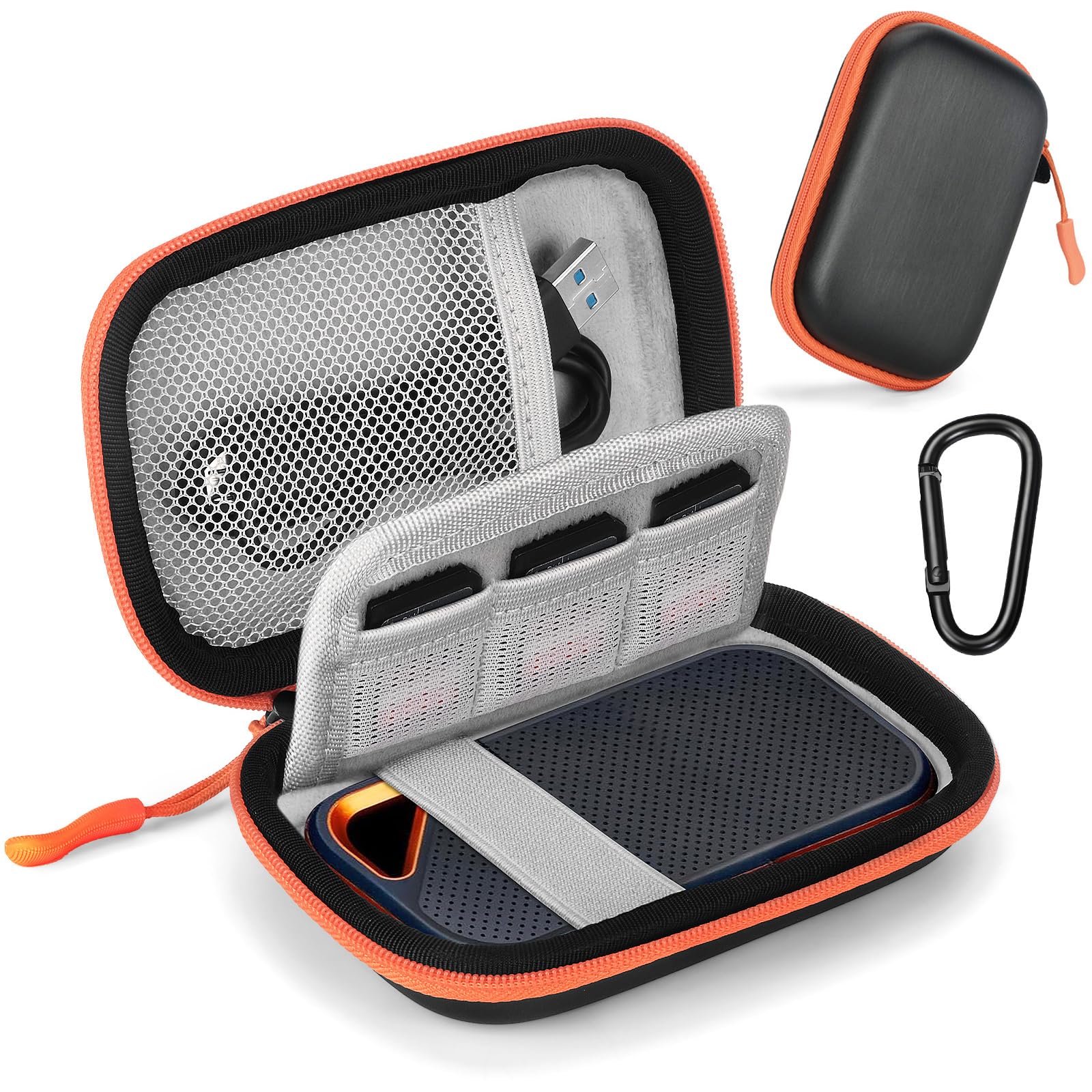 Photo 1 of Hard Case for SanDisk Extreme Pro/SanDisk Extreme Portable External SSD 500GB 1TB 2TB 4TB 8TB, Travel Case for External Solid State Drive USB Cable, Protective Cover Storage Bag Fit Memory Card SD