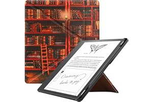 KuRoKo Slimshell Case for Kindle Scribe 10.2” 2022 Released, Origami Standing Lightweight PU Leather Stand Smart Cover with Pen Holder for Kindle Scribe 10.2 inch-Library