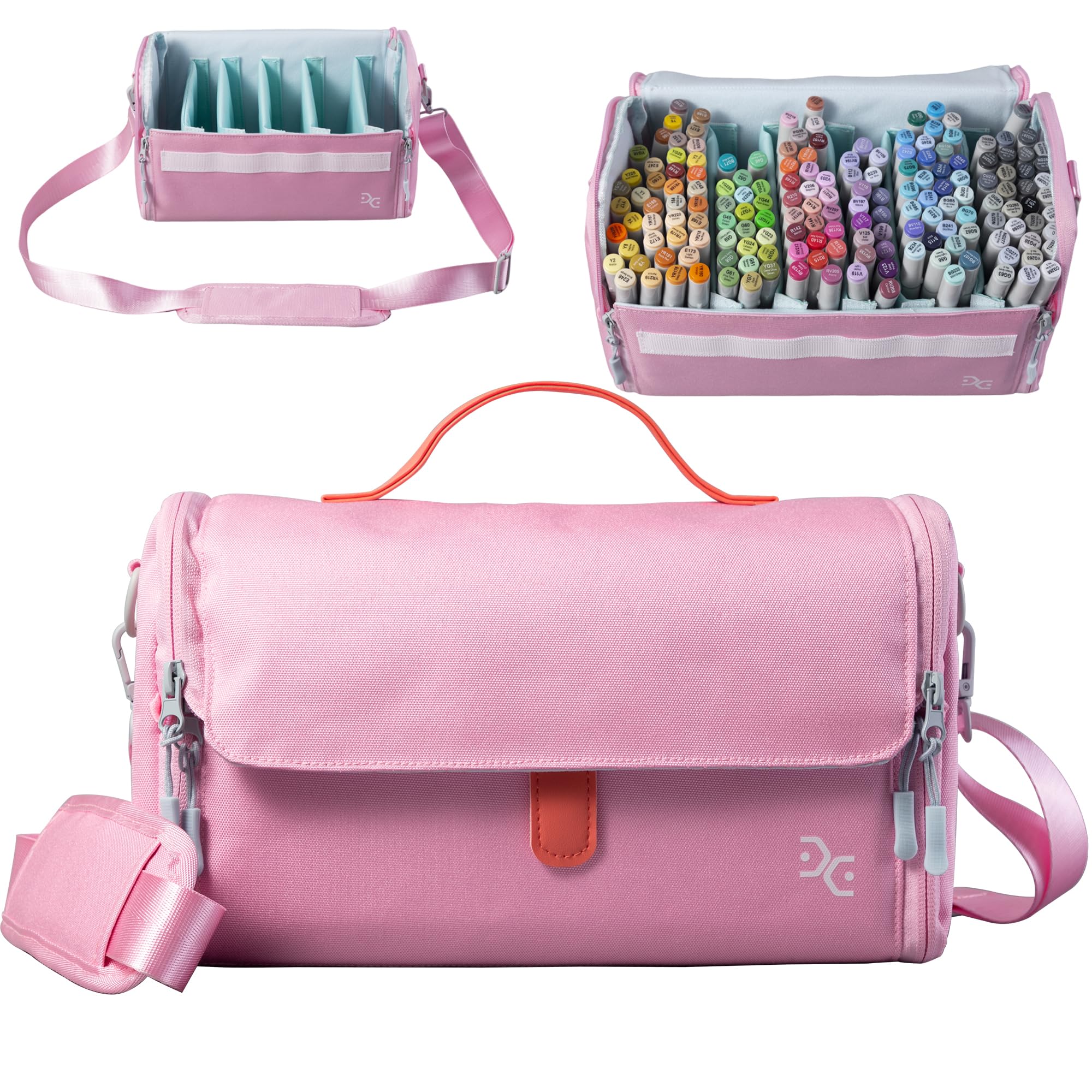 Togood Marker Pens Storage Tote Handbag, Up to 160 Pens, Pink Crossbody Bags Causal Shoulder Bag for Artists Hobbyist Image