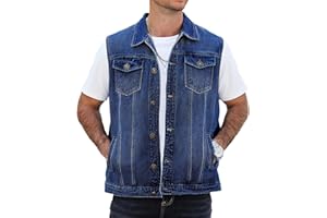 LBDLONGBIDA Men's Denim Vest,Slim Fit Sleeveless Jacket Vintage Casual Summer Jean Vest for Men