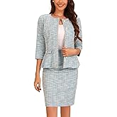 Allegra K Women's 2 Piece Tweed Skirt Set Suit Jacket Pencil Skirt Elegant Business Suits for Women 2025