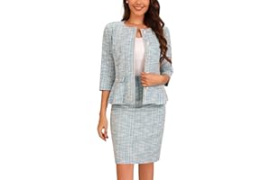 Allegra K Women's 2 Piece Tweed Skirt Set Suit Jacket Pencil Skirt Elegant Business Suits for Women 2025