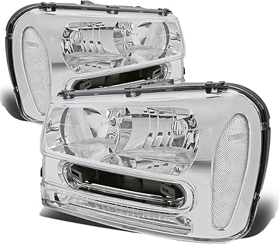 FOR 2002-2009 CHEVY TRAILBLAZER BLACK HOUSING CLEAR CORNER HEADLIGHT//LAMP SET US