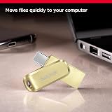 SanDisk 128GB Ultra Dual Drive Luxe USB C Flash Drive Type C A Metal Gold 400MBs view 4