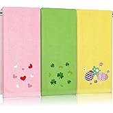 JarThenaAMCS 3Pcs Valentine' s Day St. Patrick' s Day Easter Hand Towels Heart Shamrock Egg Embroidered Bathroom Towels Seasonal Decorative Cotton Dish Towel for Spring Home Bathroom Kitchen Decor