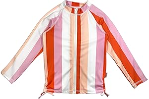 SwimZip Girls UPF 50+ Long Sleeve Zip Rash Guard Swim Shirt Top