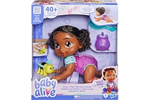 Baby Alive Crawl 'n Play Tilly Tinker Electronic Crawling Baby Doll Set, Black Hair, Kids Toys for Girls & Boys 3 Years & Up, 10.75 Inches