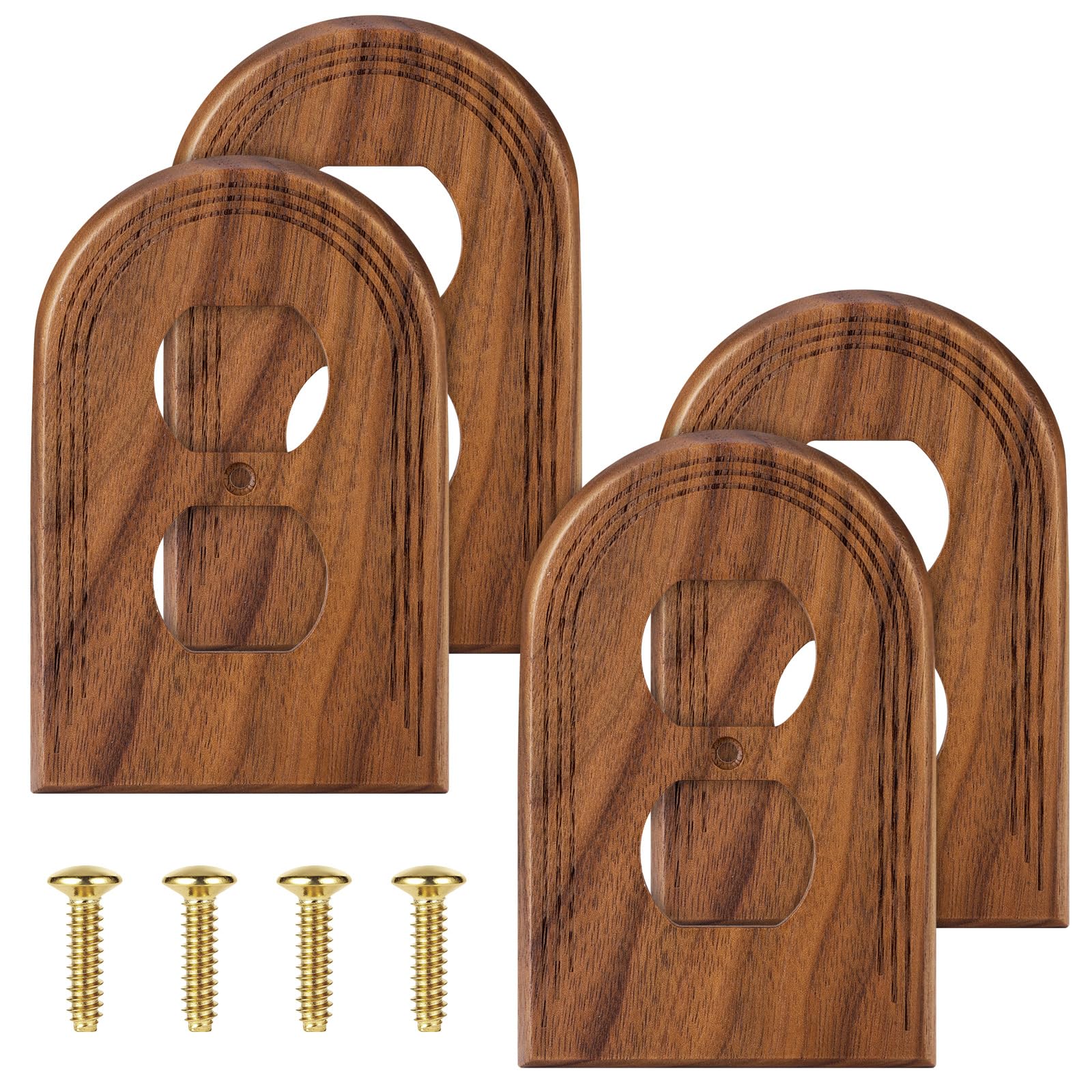 Photo 1 of 4 Pack Walnut Wood Outlet Covers Vintage Light Switch Cover Plate Decorative Boho Light Switch Cover Plates for Standard Outlet Kitchen Bedroom Living Room Decor