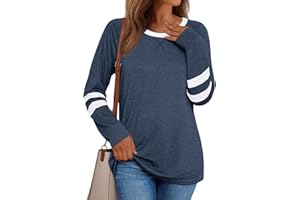 AUTOMET Womens Long Sleeve Shirts Color Block Casual Crewneck Tops Tshirt Basic Tee Fall Fashion Winter Clothing Outfits