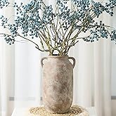 Large Flower Vase Home Decor - 12 inch Tall Ceramic Farmhouse Rustic Table Vases with Handle Living Room Decoration Decorative Modern Vintage for Floor Kitchen Shelf Coffee Dining Desk Fireplace